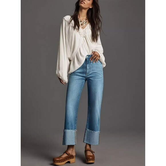 Women's Wide Leg Jeans High Waisted Stretchy Denim with Pockets for Casual Wear - Picture 2 of 5